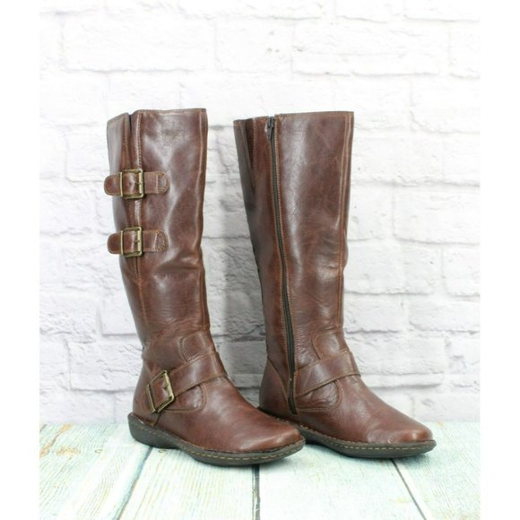 BOC Virginia Brown Leather Pull On Side Zipper Tall Riding Boots Size 7.5 M - Picture 3 of 9
